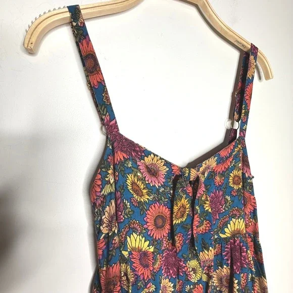 Natural Life Sunflower Print Maxi Dress Blue Yellow Pink Boho Festival S - Picture 3 of 9